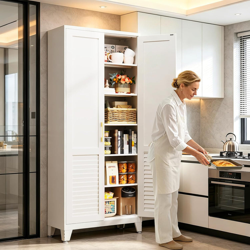 75"H Kitchen Pantry Storage Cabinet with Doors and Shelves