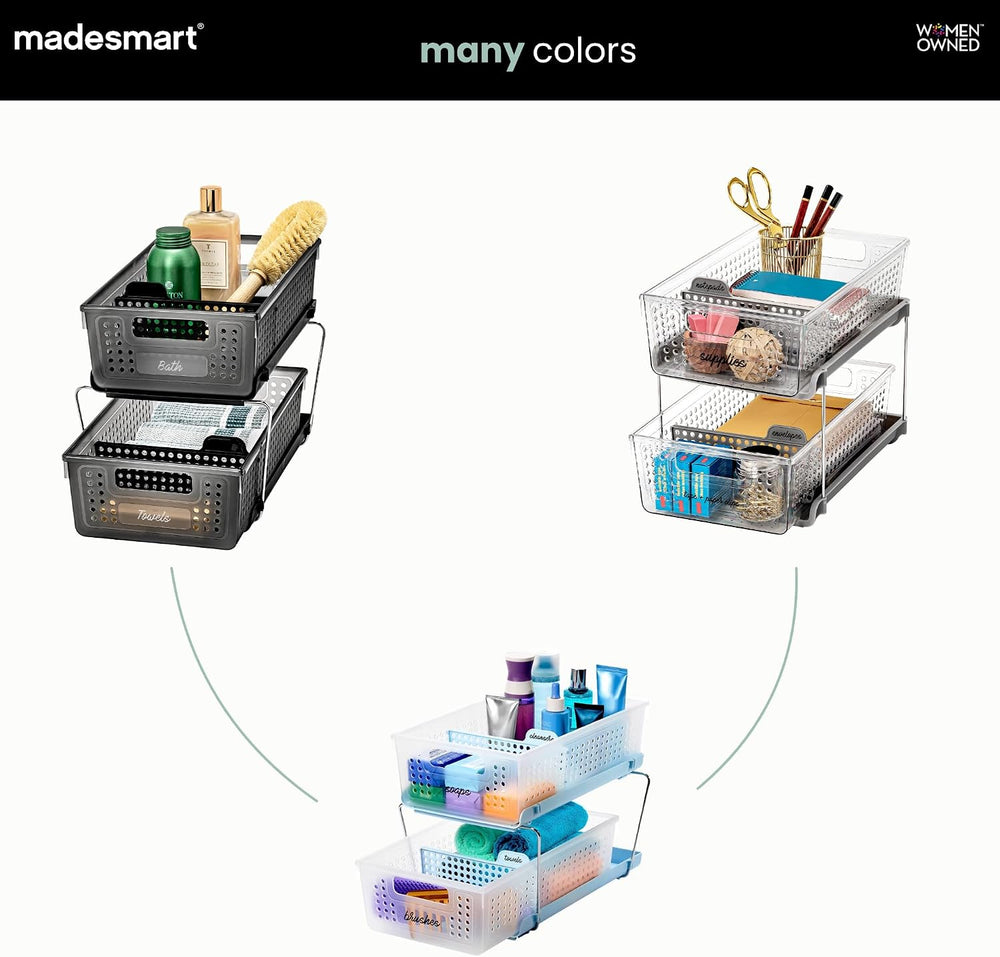 madesmart Two Tier Pull Out Organizer, Frost