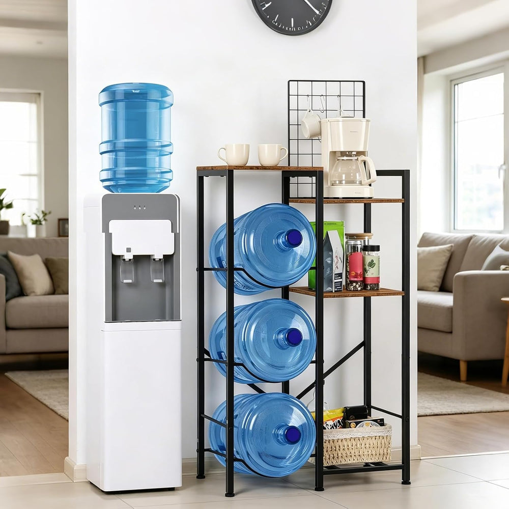 5 Gallon Water Jug Holder Tall Water Bottle Holder with Storage Shelves