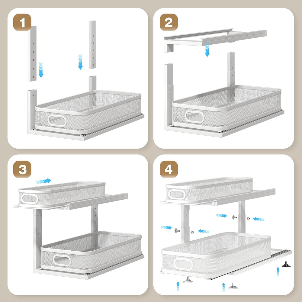 2 Pack 21IN-Depth Under Sink Organizer With Next-Gen Ball-Bearing Slides,2-Ti...