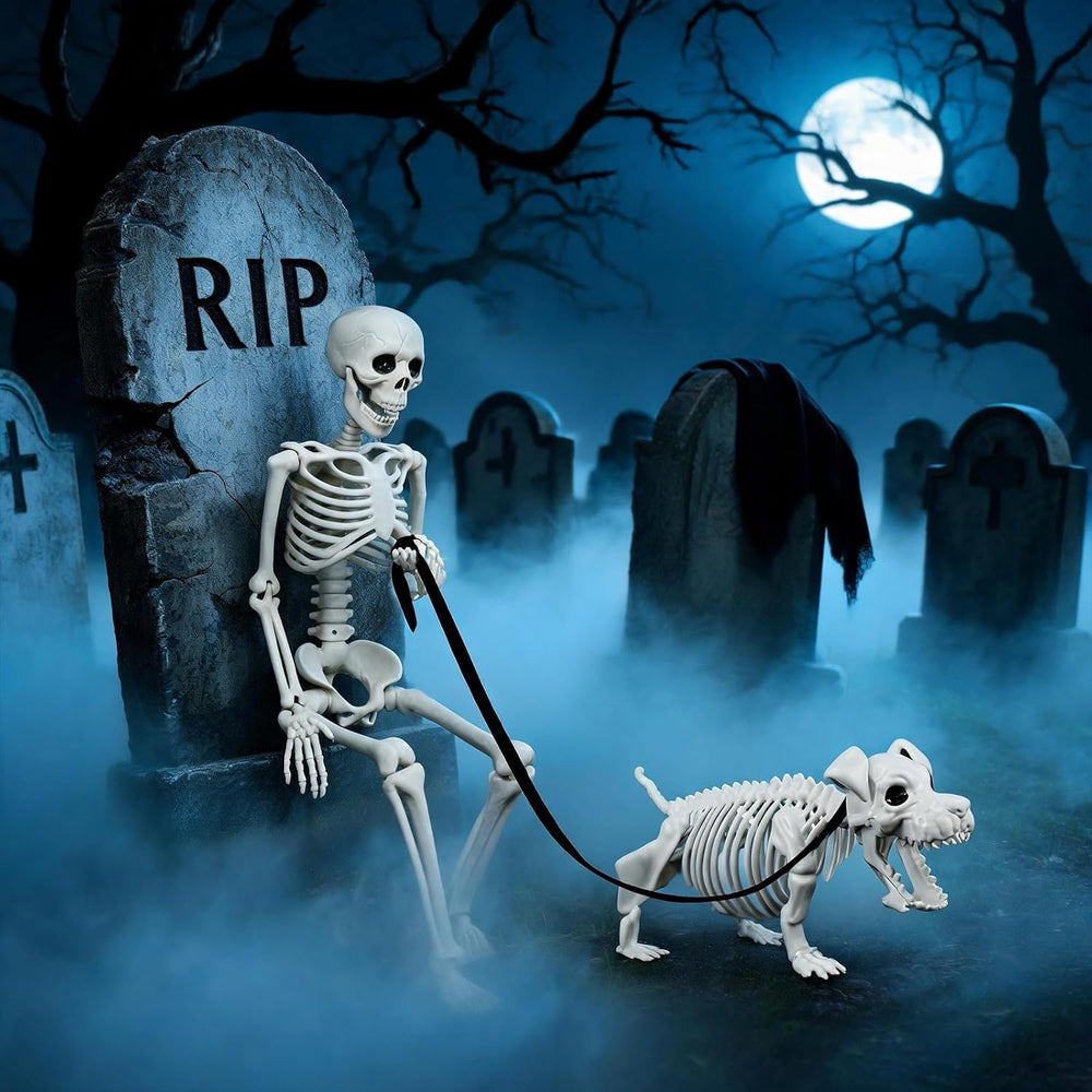 Human & Dog Skeleton Halloween Decorations Outdoor/Indoor