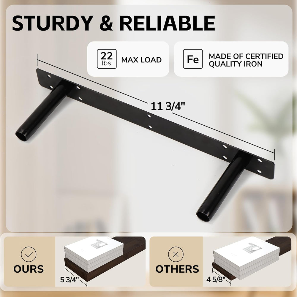 BAMEOS Solid Bamboo Floating Shelves, Set of 2 with Invisible Brackets, Natur...