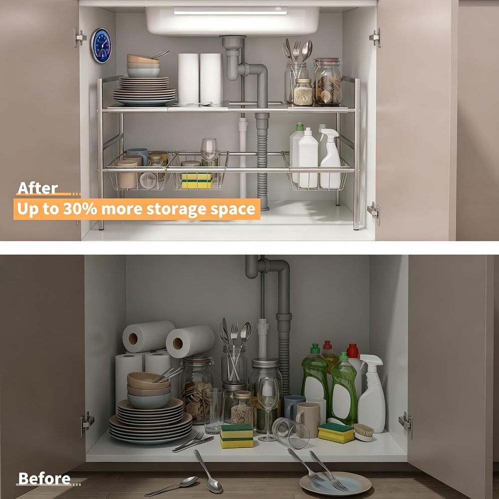Under Sink Organizer 2 Tier Expandable bathroom Storage