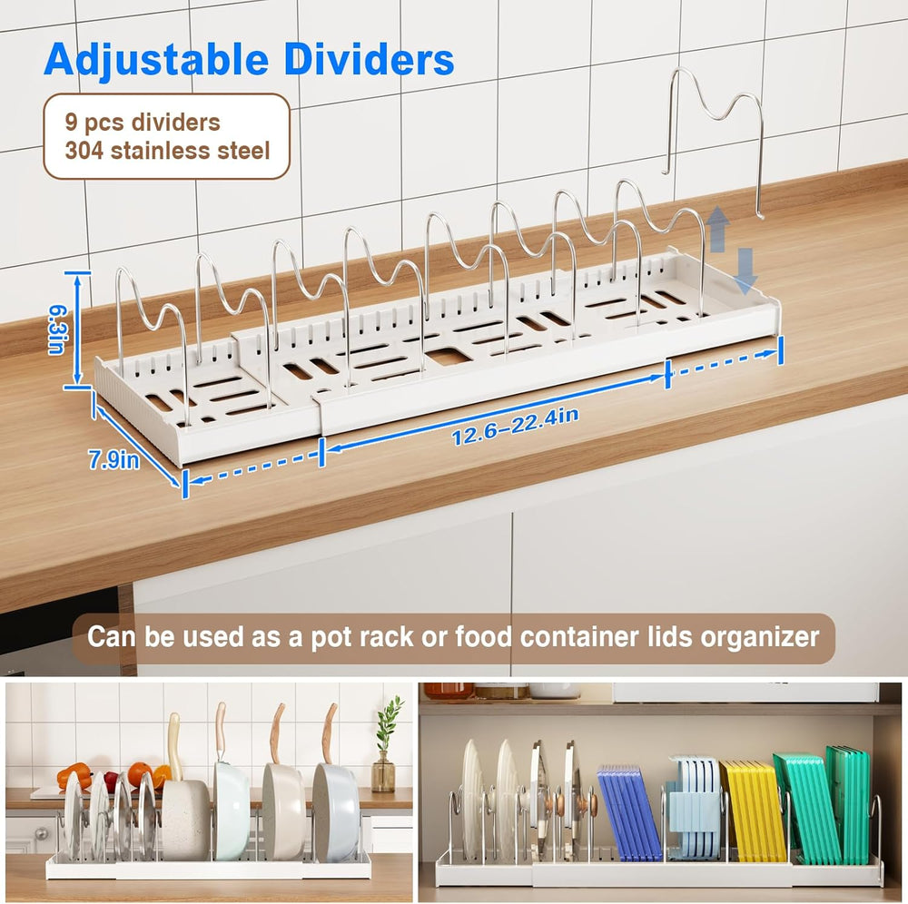 Mustorn 2 Pack Pots and Pans Organizer Under Cabinet, 22" Expandable Foo...