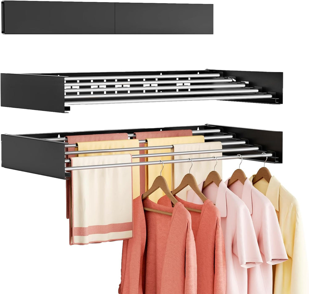 Wall Mounted Clothes Drying Rack Folding Indoor, Foldable Laundry Drying Rack...