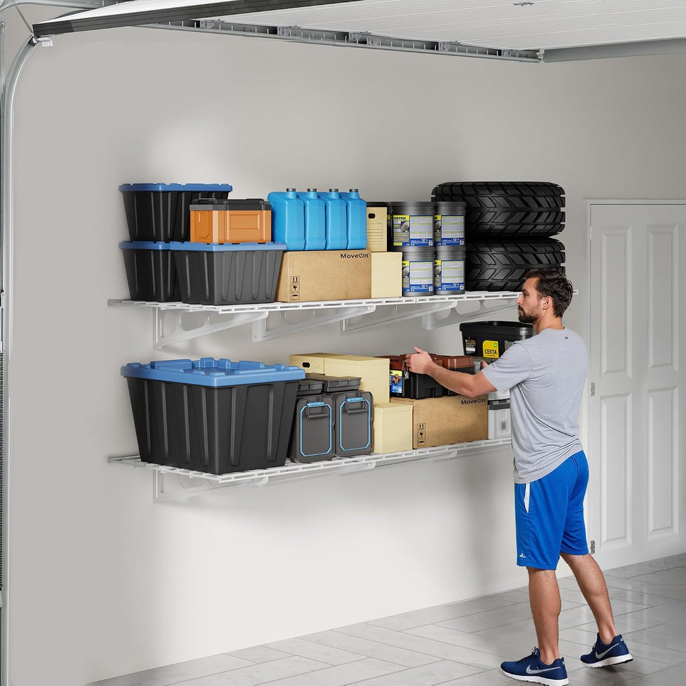 FLEXIMOUNTS 2-Pack 2x6ft Garage Shelving 24-inch-by-72-inch Heavy Duty Wall M...