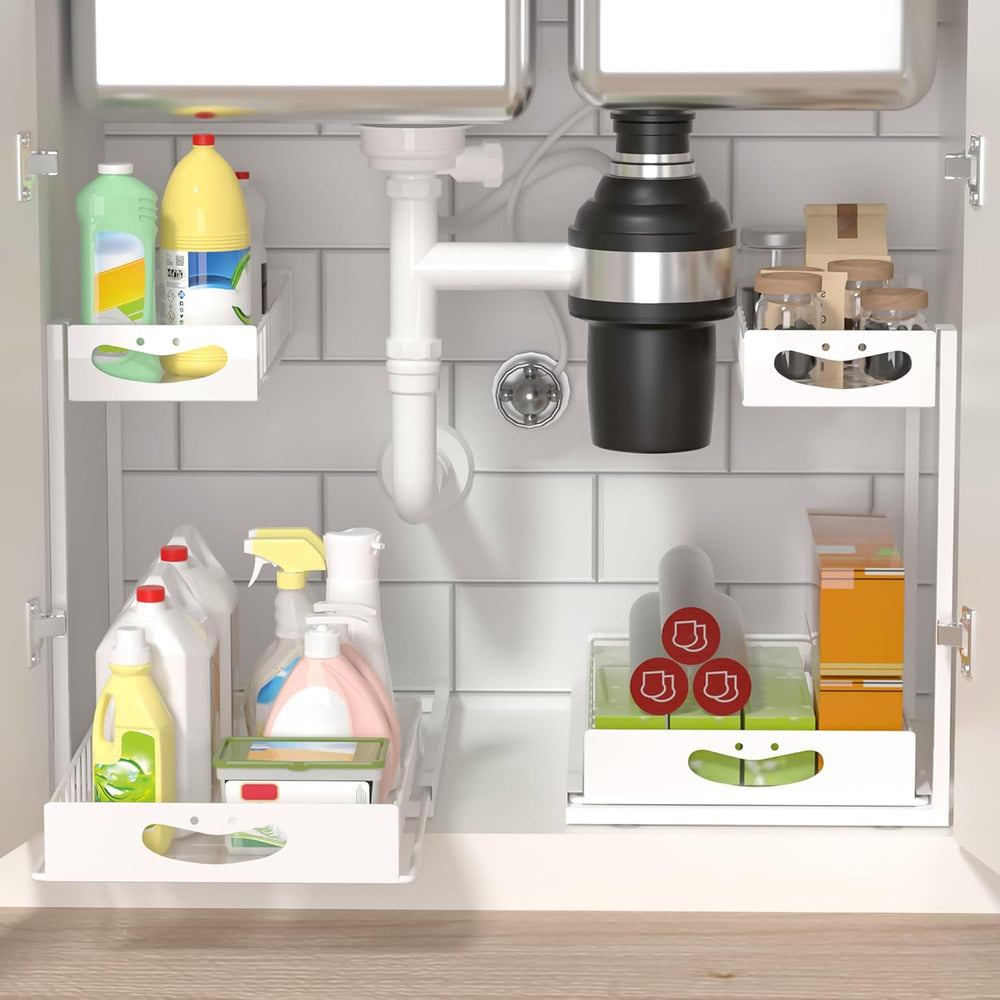 Under Sink Organizer with Pull-Out Drawers,Kitchen Sink Organizer,2 Tier Bath...