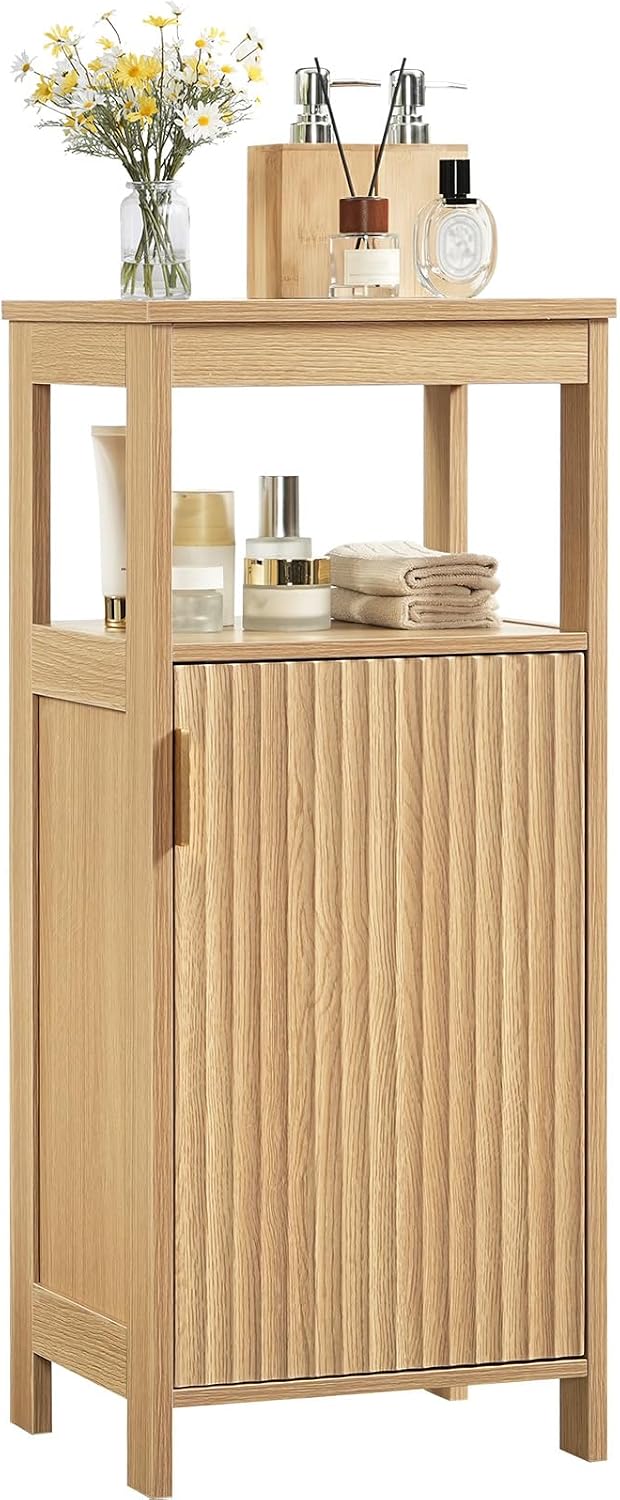 Bathroom Cabinet, Freestanding Bathroom Storage Cabinet with Door and Shelves...