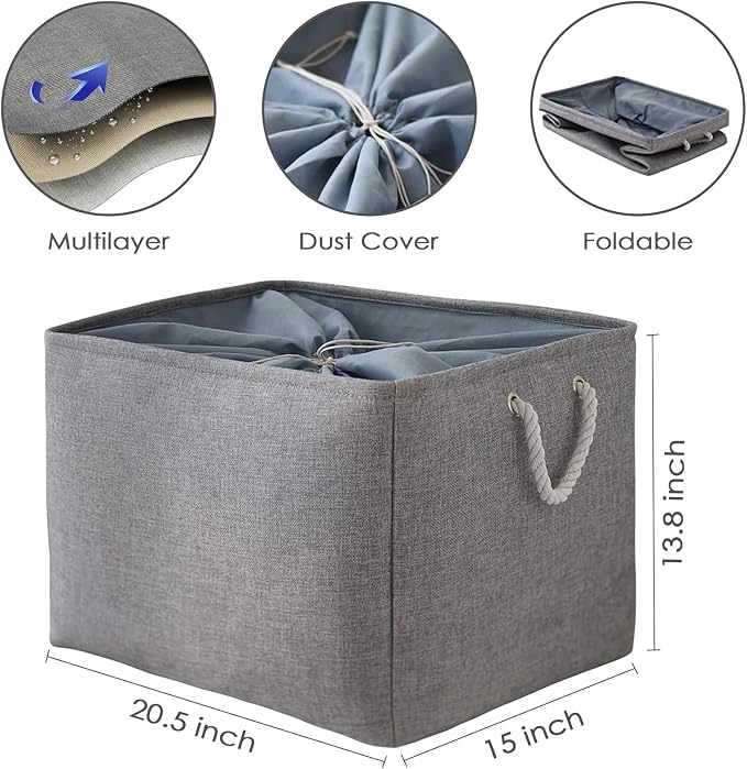 TheWarmHome Storage Baskets for Organizing, Sturdy Fabric Storage Basket (3 P...