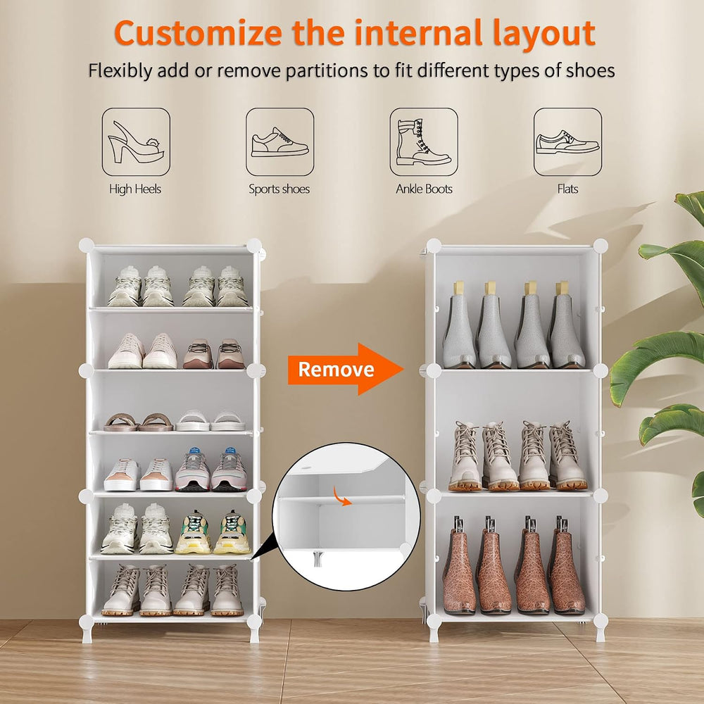 AWTATOS 8 Tiers Shoe Rack Organizer, 32 Pair Shoe Storage Cabinet, White