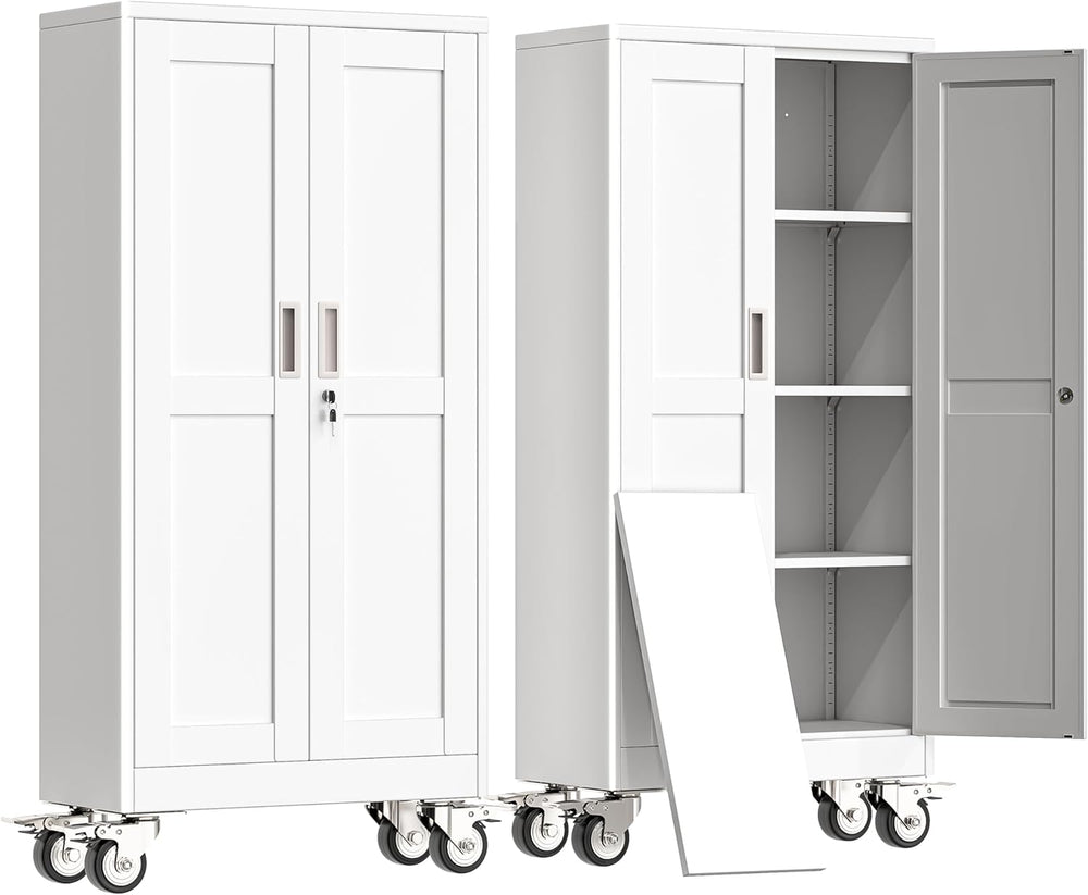 erosoei 61" H Metal Garage Storage Cabinet, Rolling Tool Cabinet with 2 ...