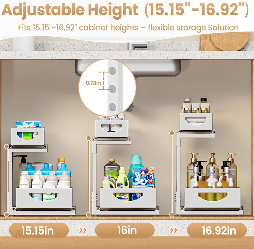 Under Sink Organizer for Kitchen and Bathroom Cabinets Pull Out Storage