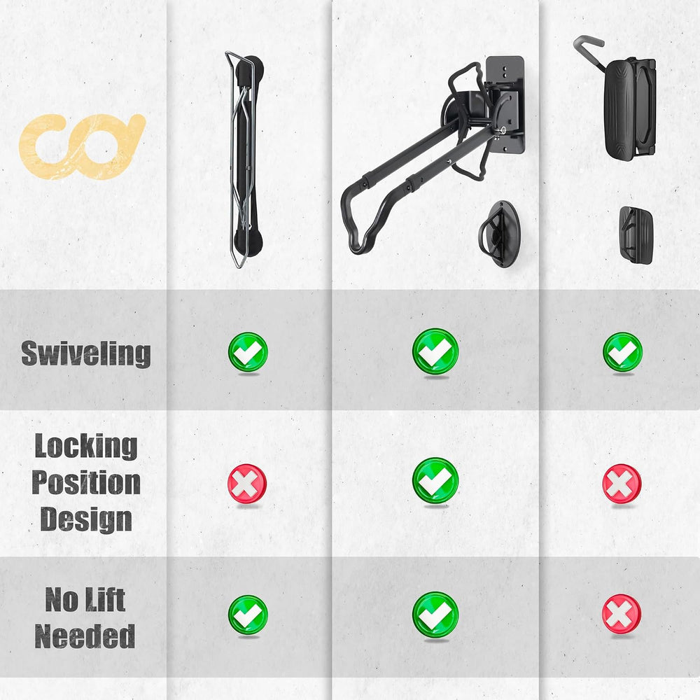 CyclingDeal Swivel Bike Wall Mount Rack - Vertical Adjustable Foldable Bicycl...