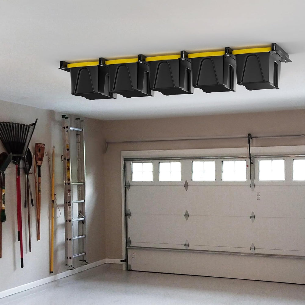 TORACK Garage Ceiling Bin Storage Rack, Overhead Tote Storage Rails