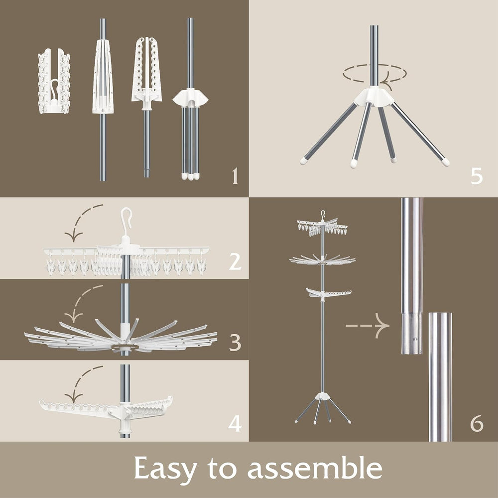 Beaudaily Clothes Drying Rack, Foldable 79.5-Inch Laundry Drying Rack,3 Tie, ...