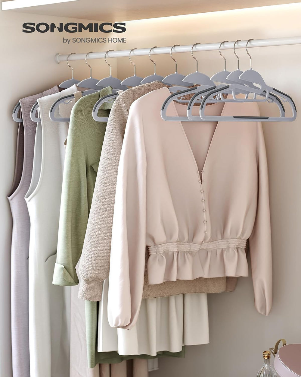 SONGMICS Suit Hangers, Set of 100, Non-Slip, S-Shaped Opening