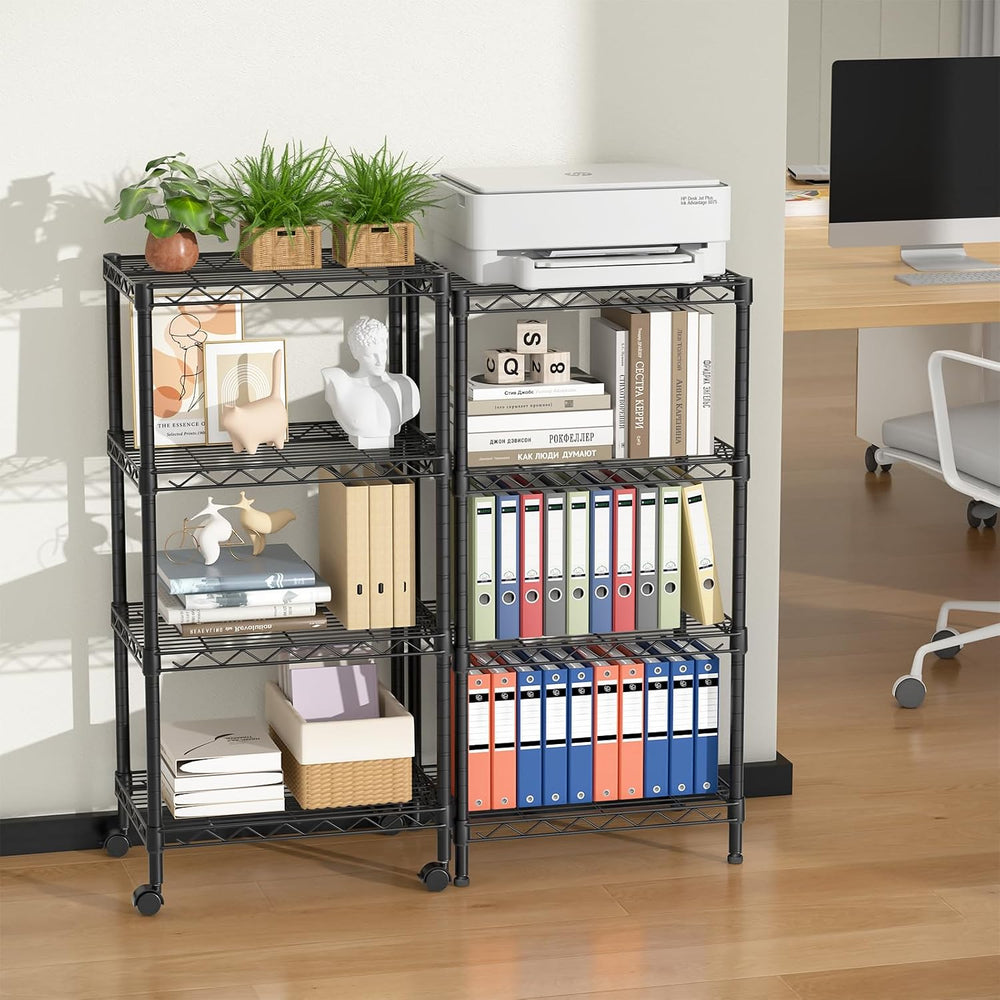 Golpart Small Shelves Storage Wire Metal Adjustable Shelf Unit with Wheels