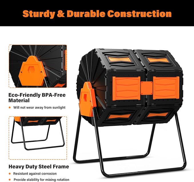 Compost Tumbler, Easy Assemble & Efficient Outdoor Compost Bin, 45 Gallon...