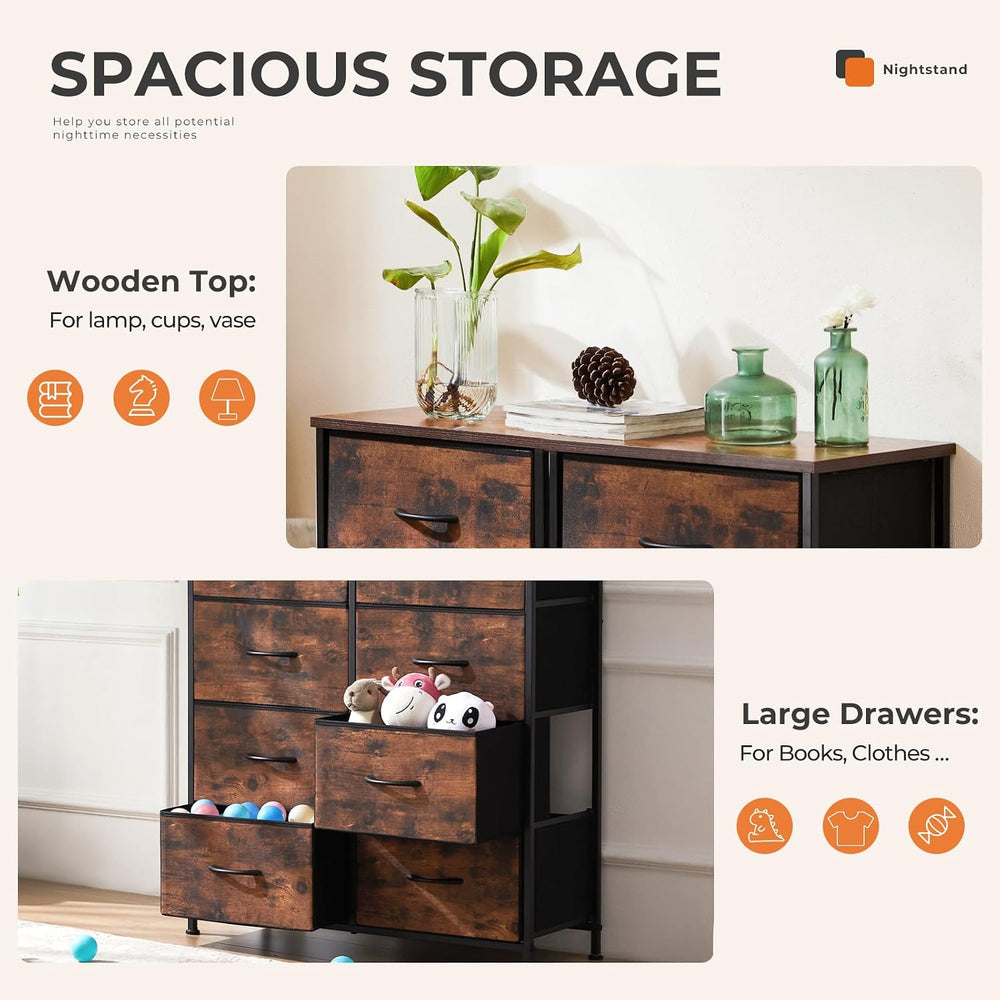 Sweetcrispy Dresser for Bedroom with 8 Drawers, Large Storage Tower