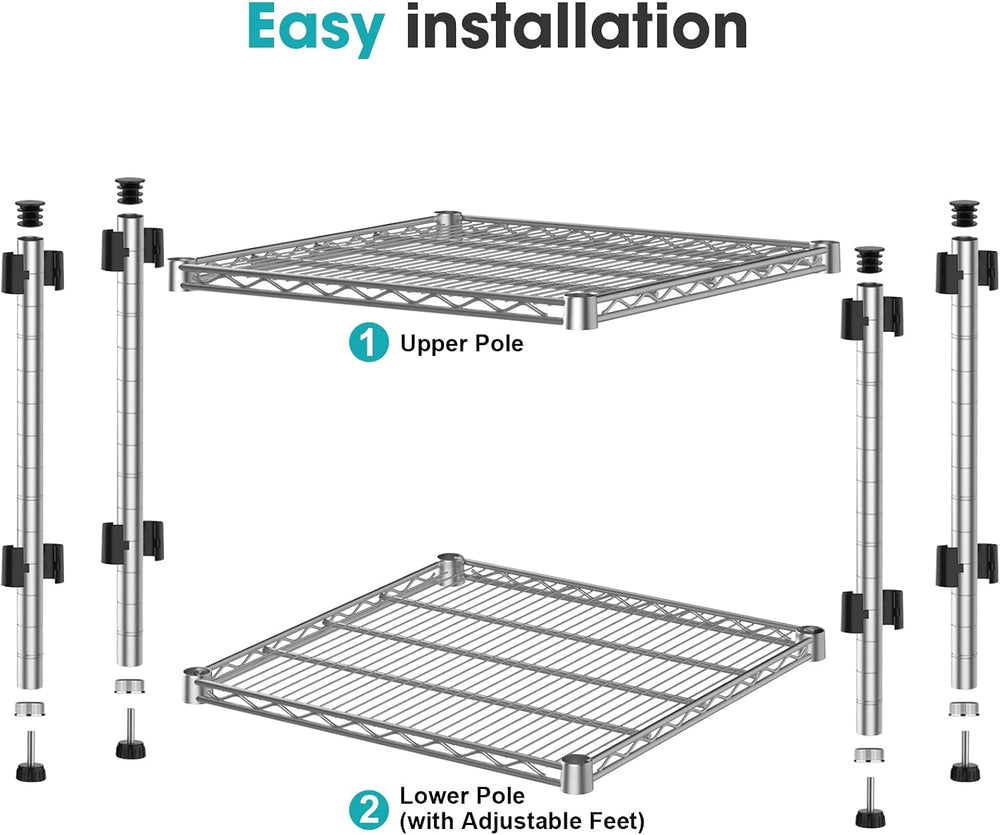 24" Depth Heavy Duty Steel Wire Shelving Rack Adjustable Rustproof Metal...