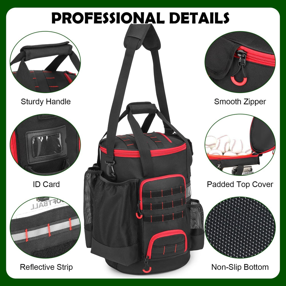 Baseball Bucket Bag, Softball Coaches Bags Fit 6 Gallon Buket