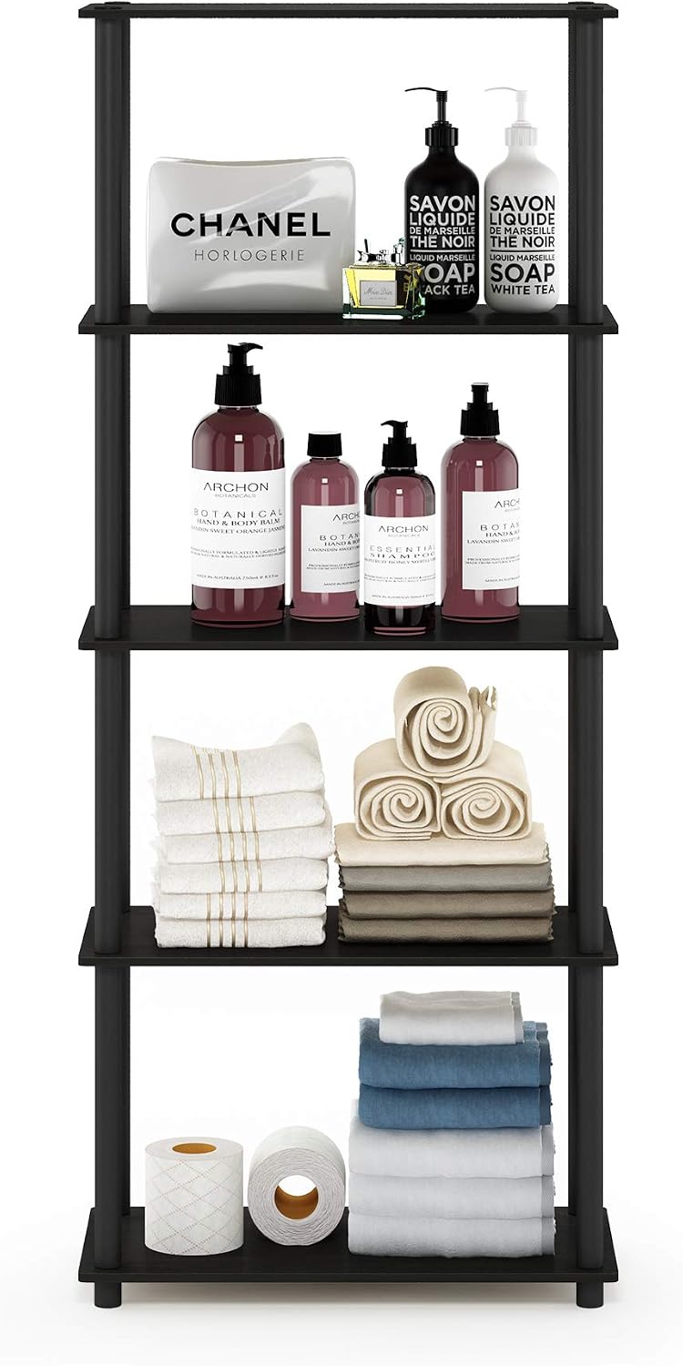 Furinno TURN-N-TUBE Storage Shelves, 5-Tier Book Shelf, Corner Shelf, Toolles...