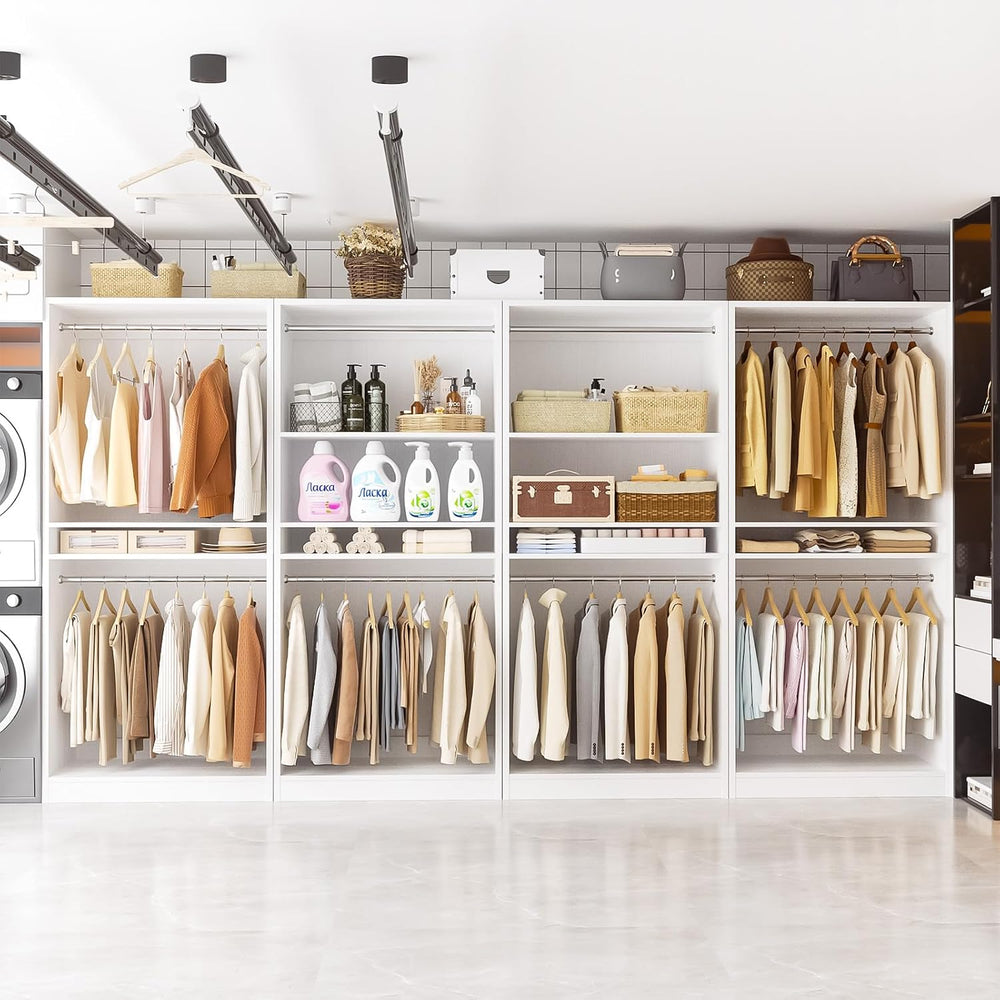Unikito 12FT Modular Closet System with 8 Hanging Rods, 2800LBs Wood Garment ...
