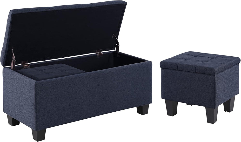 Set of 3 Hinged Storage Ottoman, End of Bed Bedroom Bench Window Bench