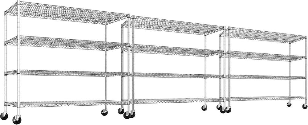 REIBII 55.5''W Storage Shelves 2500LBS Wire Shelving Unit with Wheels...