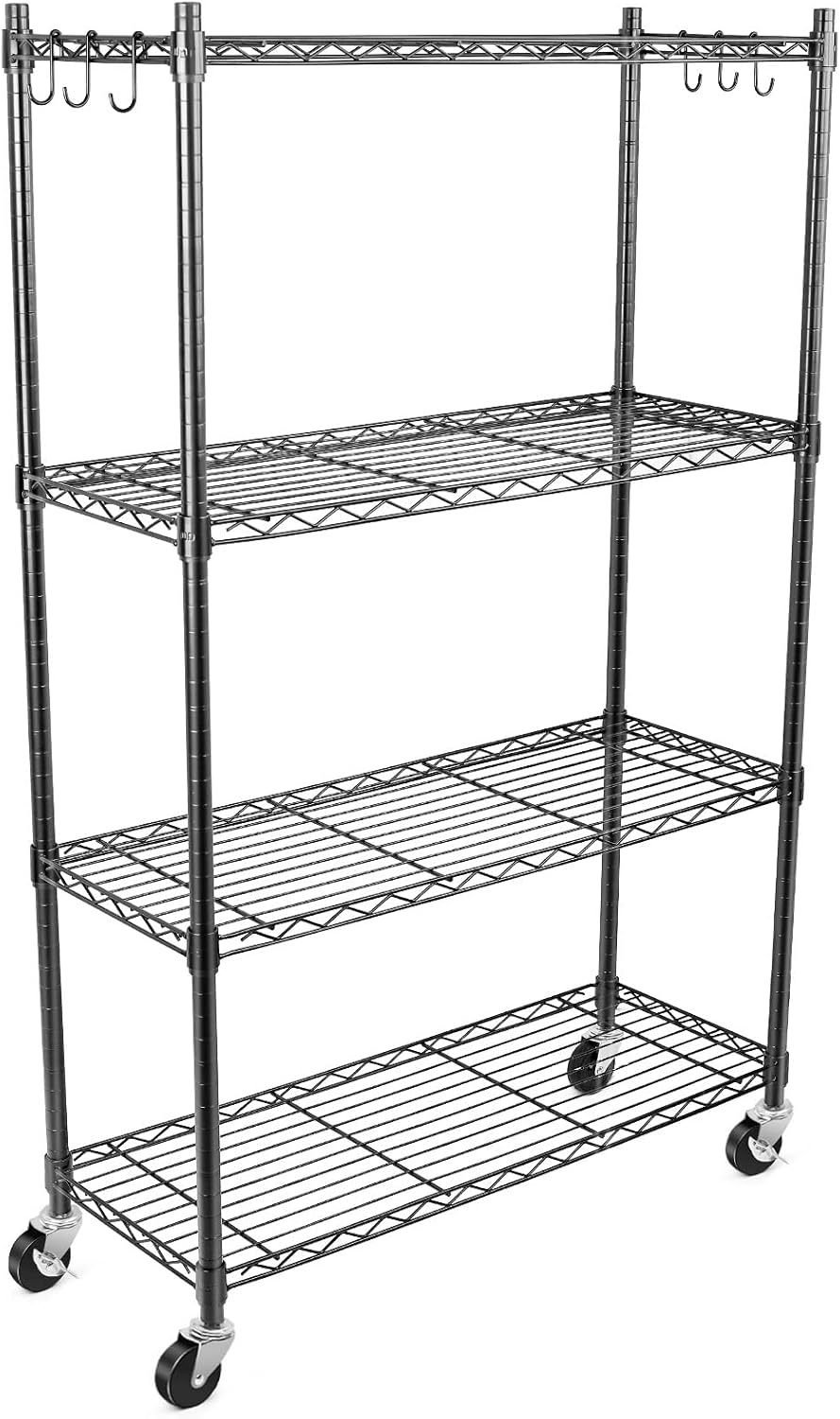 WDT 4-Tier Storage Shelves, Heavy Duty Metal Shelves Wire Rack Shelving Unit,...