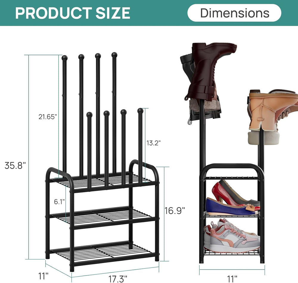viewcare Black Boot Rack, Small Boot Rack Organizer, Tall Boots with Shoe Rac...