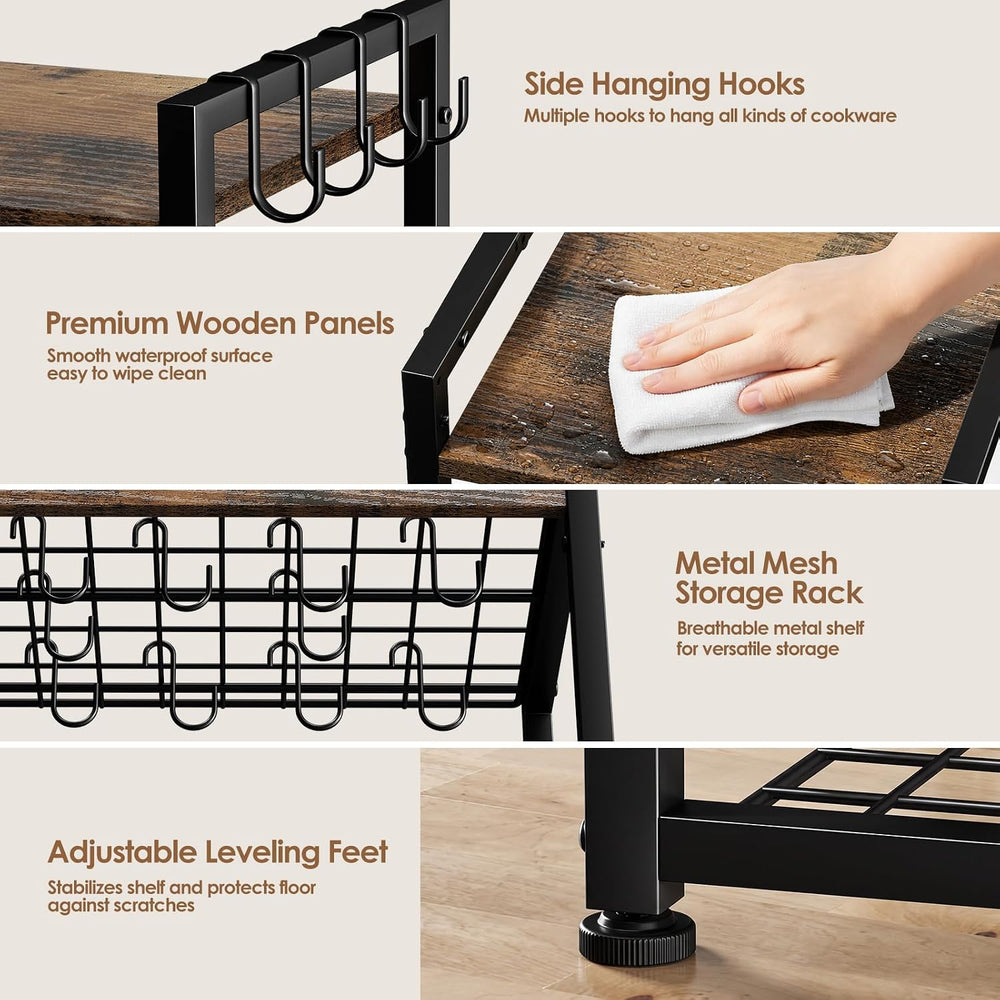 Housolution 5 Tier Cast Iron Pot Rack Pan Organizer Cookware Storage Shelf