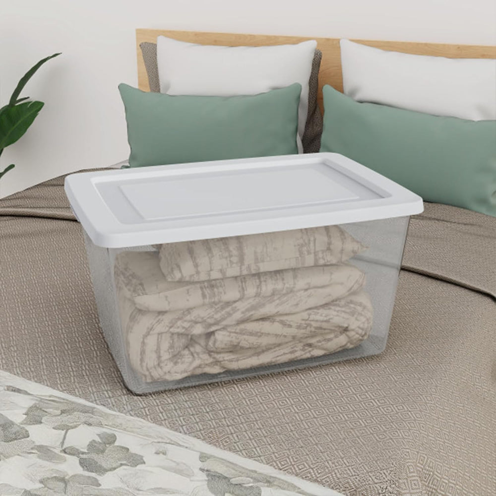 Sterilite Clear Storage Box Stackable Tote, 58 Quart, 18-Pack