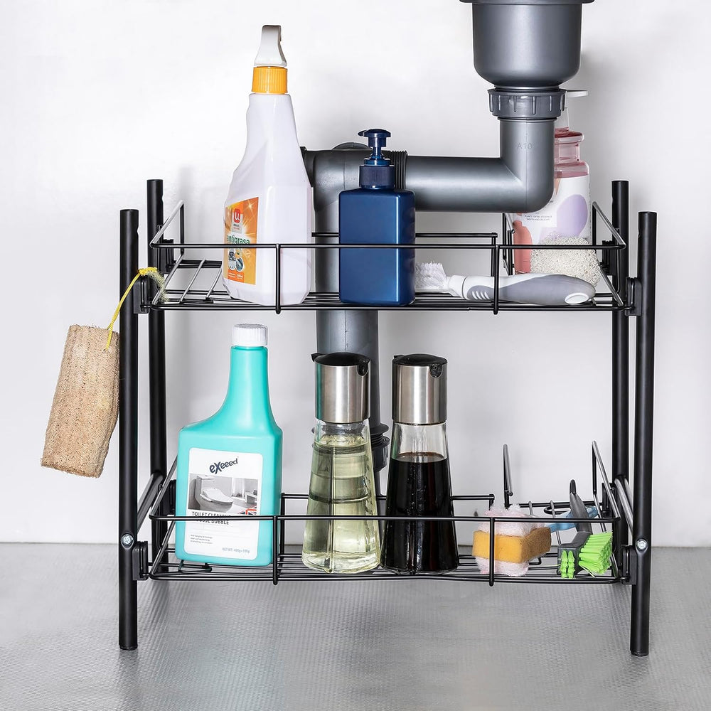 2-Tier Under Sink Organizer Multipurpose Movable Rolling Cart Storage Cabinet...