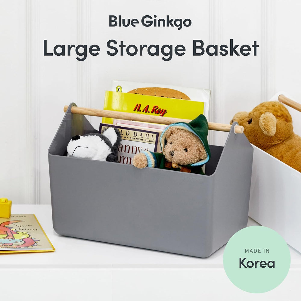BLUE GINKGO Storage Basket, Large 10.5L, Grey, Made in Korea