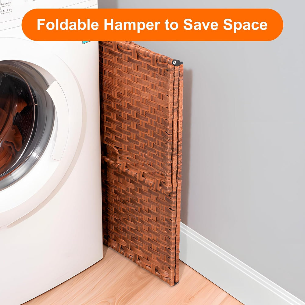 HYCHIKA Laundry Hamper with Lid and Wheels, 42.26 Gallon (160 L) Wicker Laund...