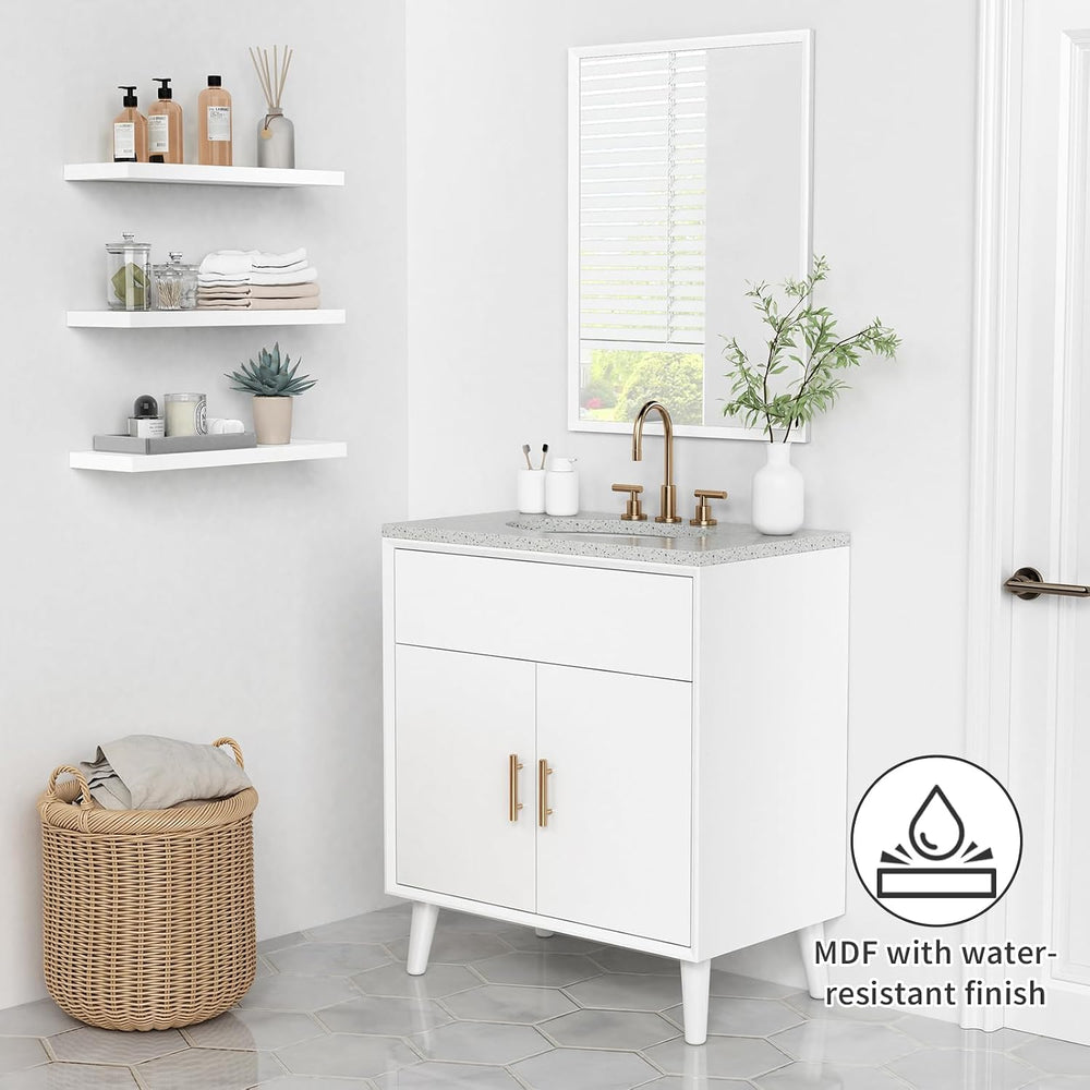 Forbena 24 Inch Floating Shelves for Wall Decor, White Wall Book Shelves for ...