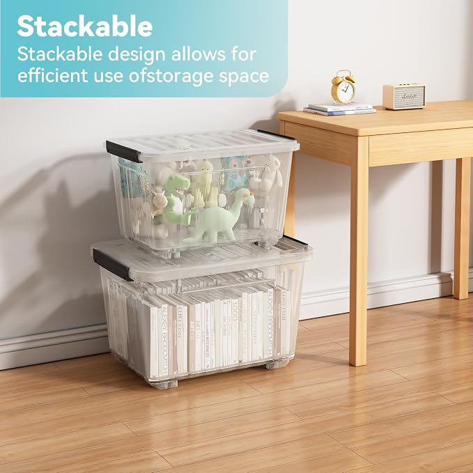 Nazhura 72 Quart Plastic Storage Bin, Stackable and Nestable Storage Boxes (6...