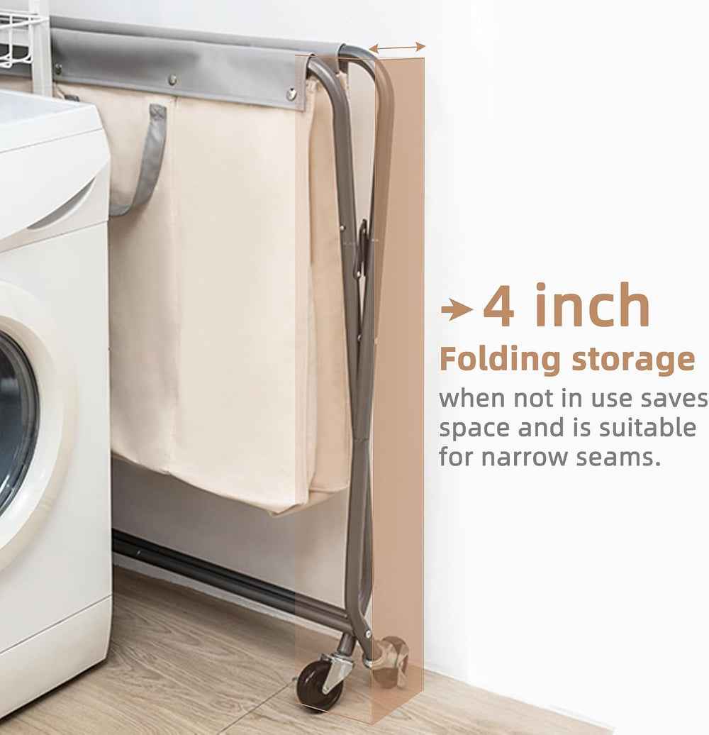 STORAGE MANIAC 160L Collapsible Laundry Hamper with Wheels, Rolling Laundry B...