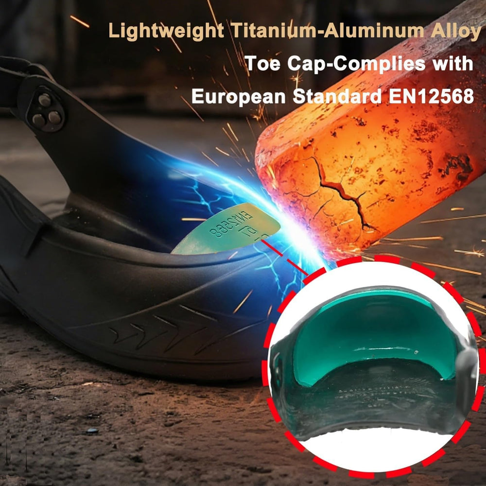 Double Hook and Loop Straps Safety Overshoes Steel Toe Caps, Titanium Aluminu...