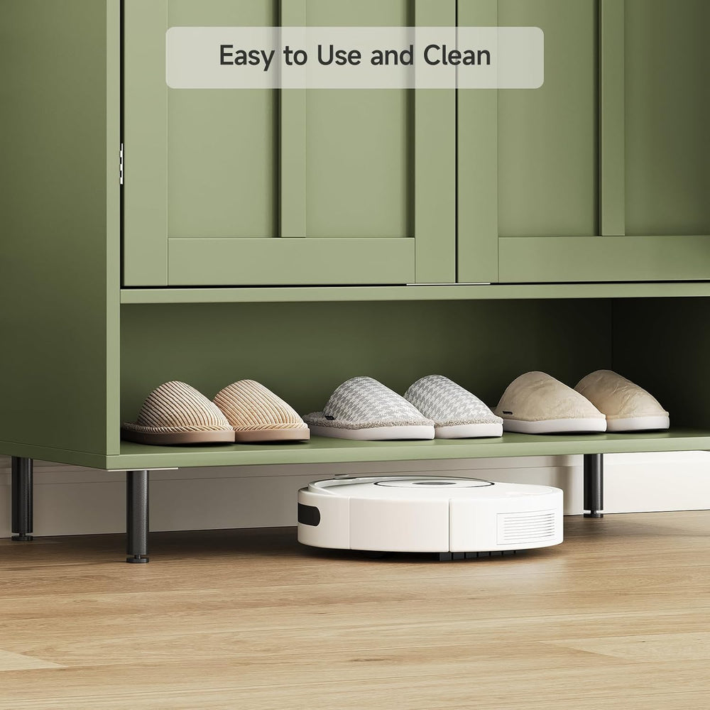 ComfyCorner Shoe Cabinet with Cross Molding Doors, 6-Tier Storage, Green