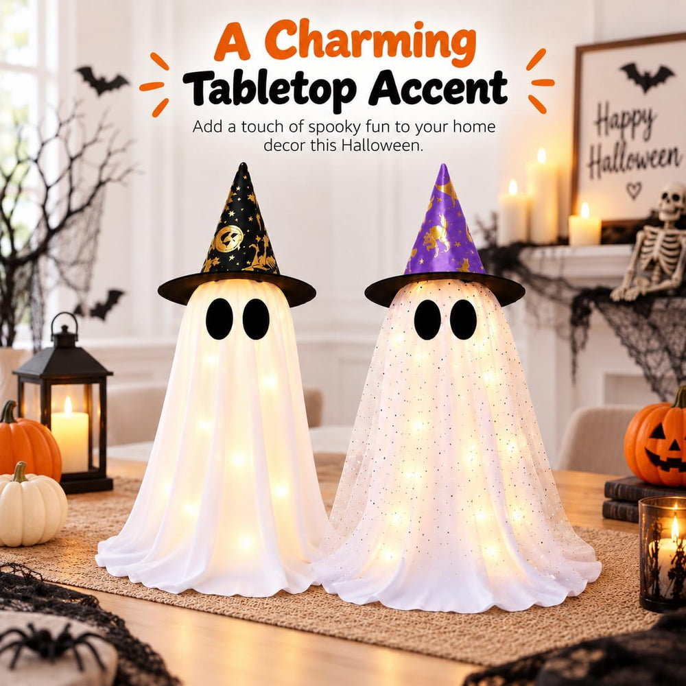2 Pack Halloween Ghost Decorations, 21.7 Inch Light Up Ghost Indoor Decor wit...