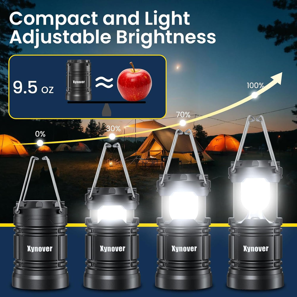 4-Pack Camping Lanterns,LED Lights Powered By Battery,Magnetic Base,Hanging H...
