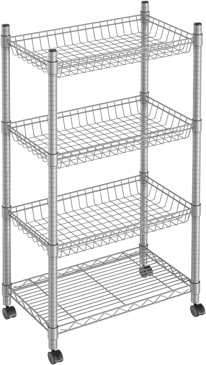 Guan River 4 Tier Wire Basket Shelf,Silver,23.23" L x 13.11" W x 49...