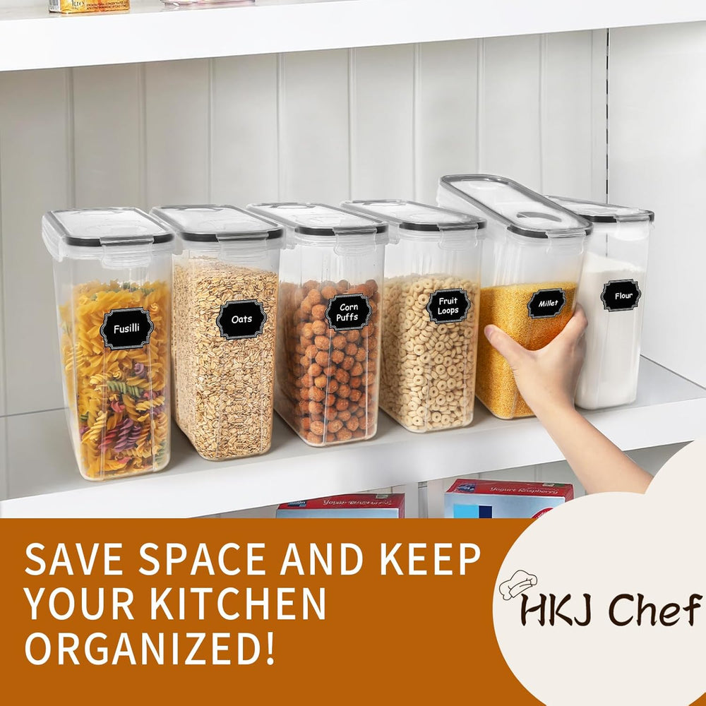 HKJ Chef Cereal Containers Storage Set (4L / 135.2oz), 6PCS Airtight Food Sto...