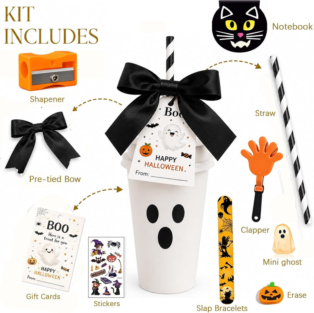 24PCS Halloween Classroom Favors Non Candy Bulk Lollipop Stationery Kit