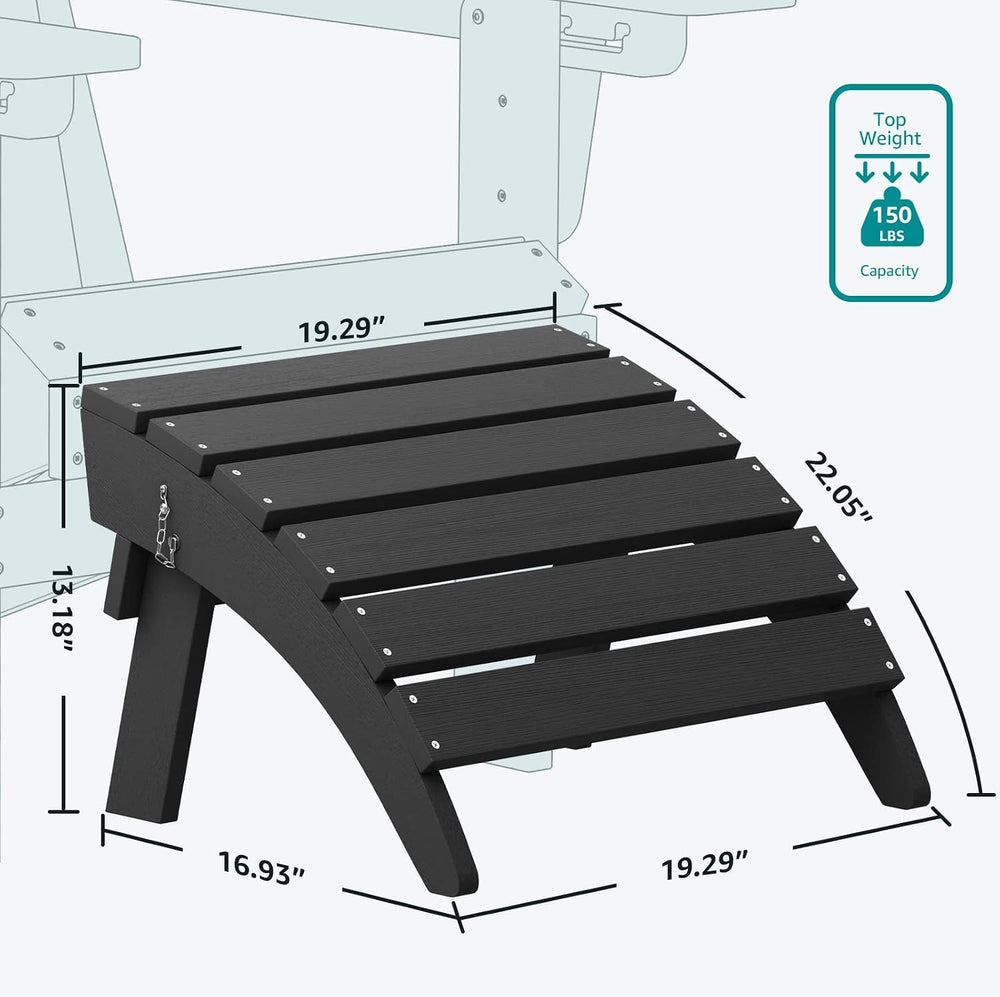 SERWALL Folding Adirondack Ottoman, No-Assembly Outdoor Footrest, All Weather...