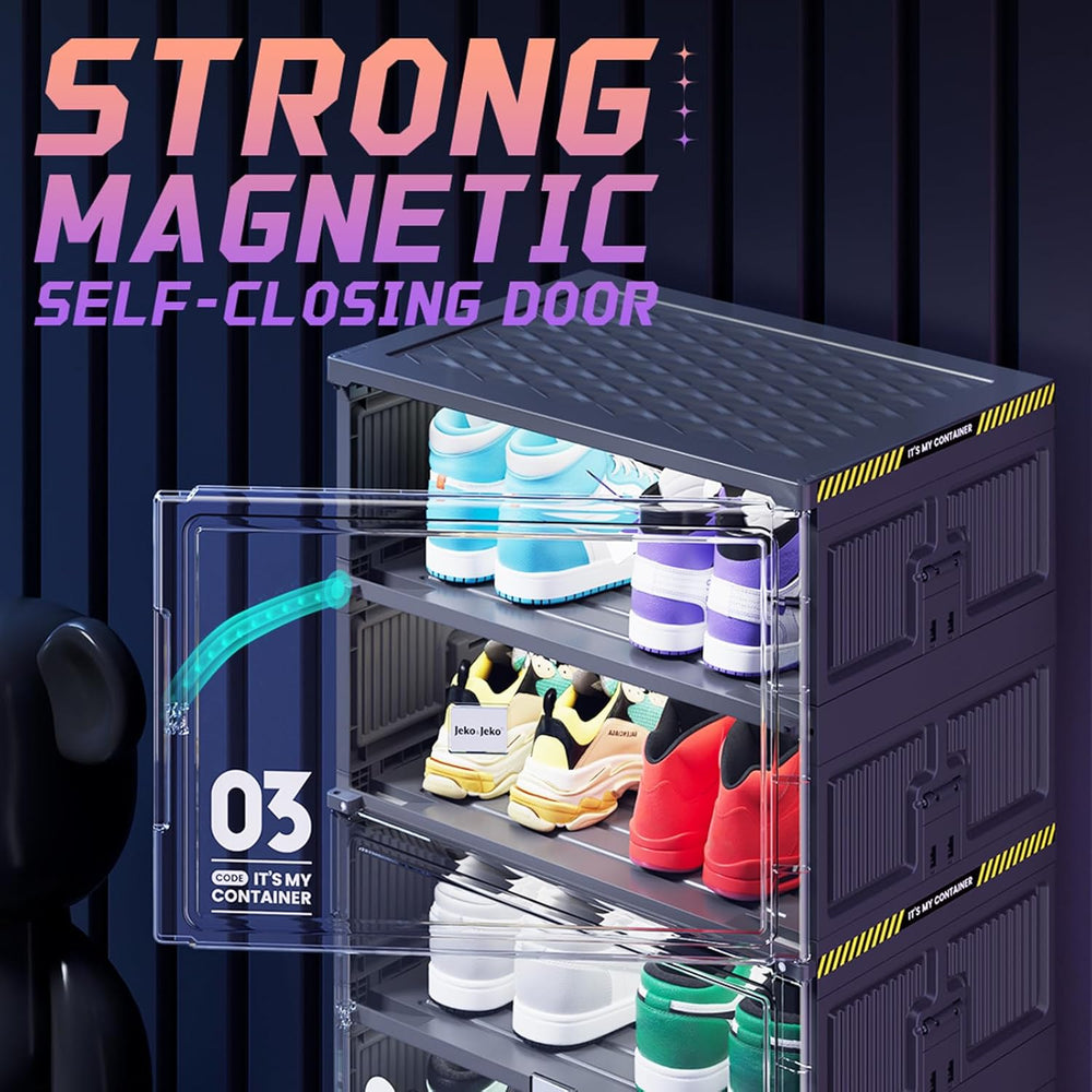 JEKO&JEKO 8-Tier Foldable Shoe Storage Cabinet, Double-Column Large Shoe ...