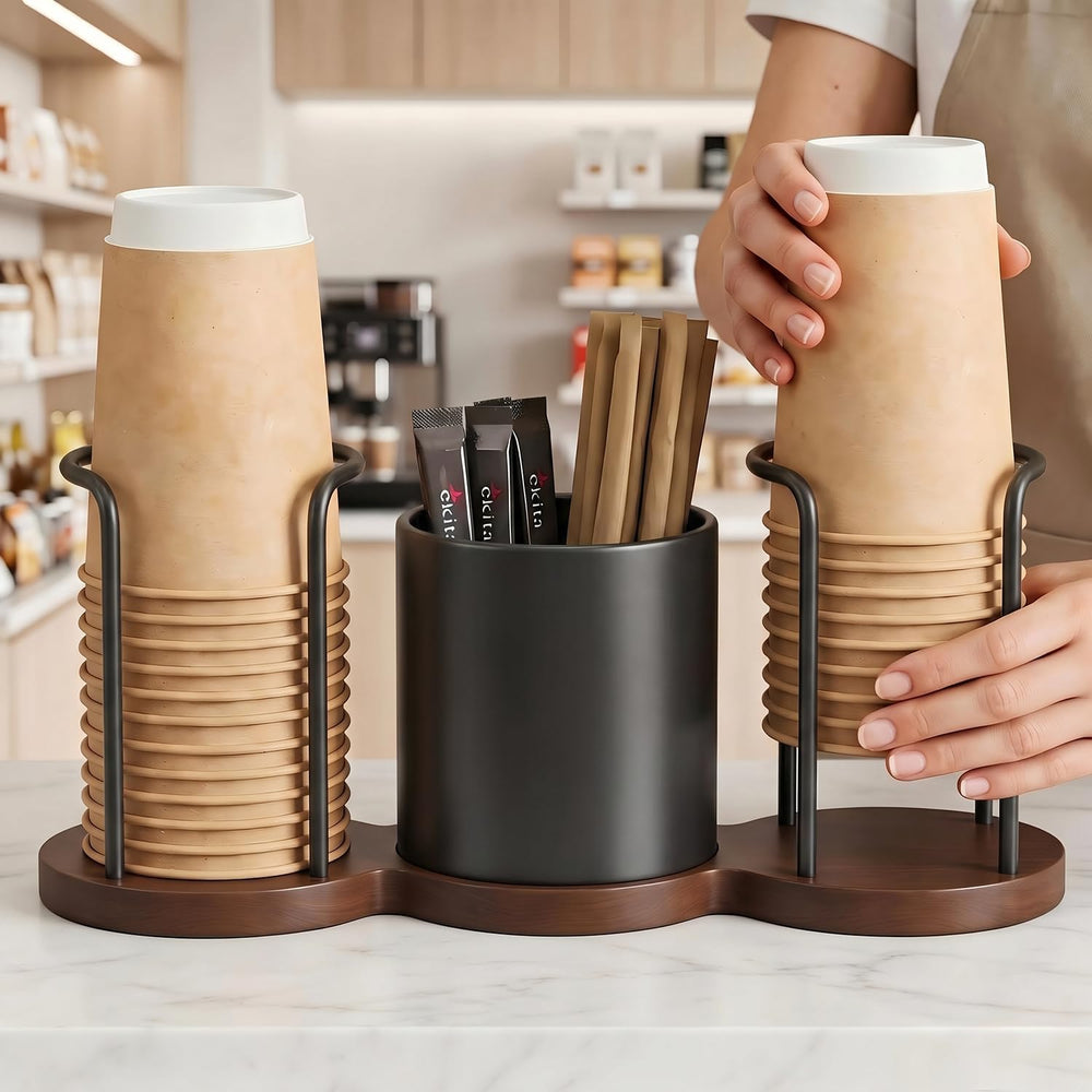 GOYLSER Coffee Bar Organizer with Straw & Stirrer Storage Caddy for Cups ...