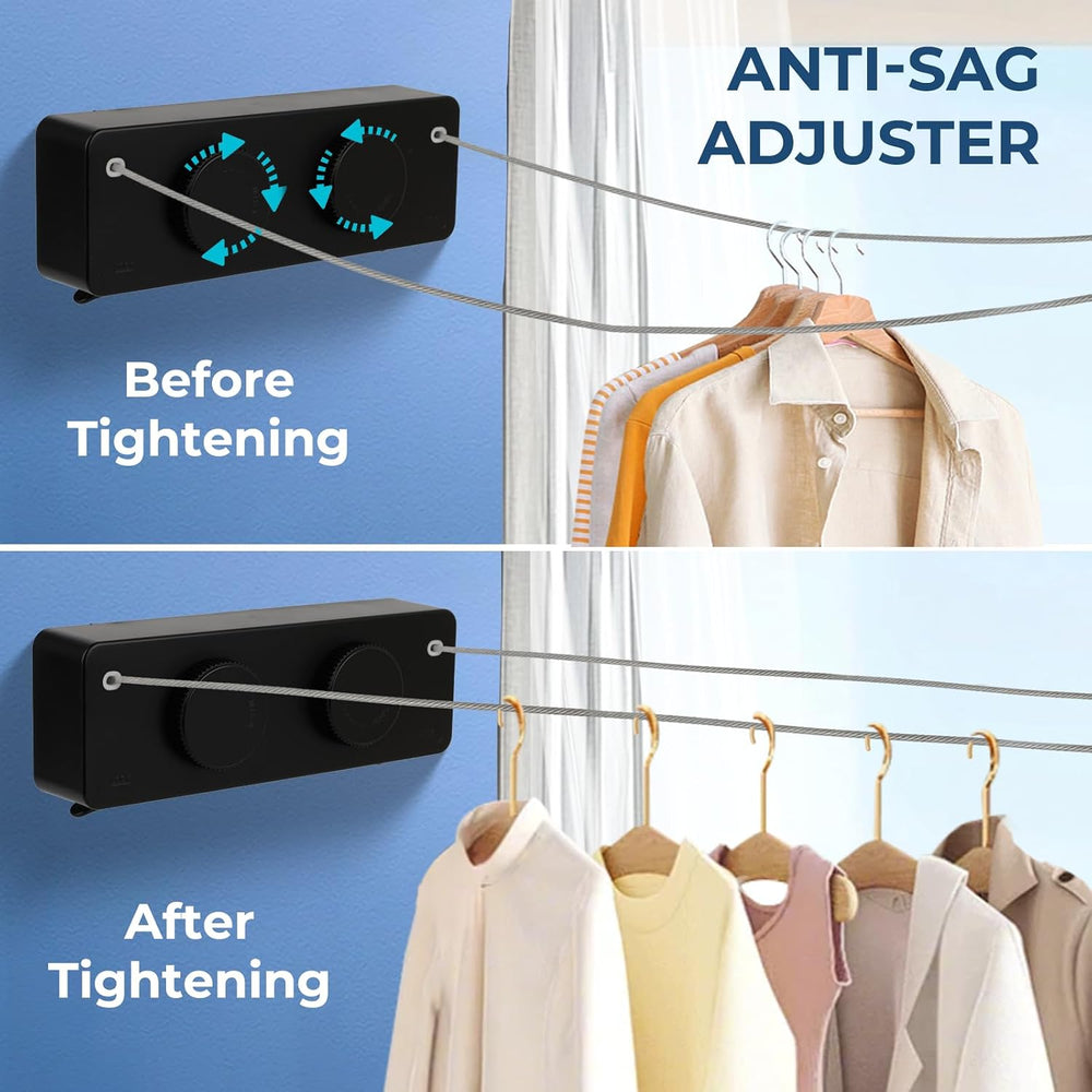 Retractable Clothesline Indoor Outside Heavy-Duty, Upgrade 304 Double Stainle...